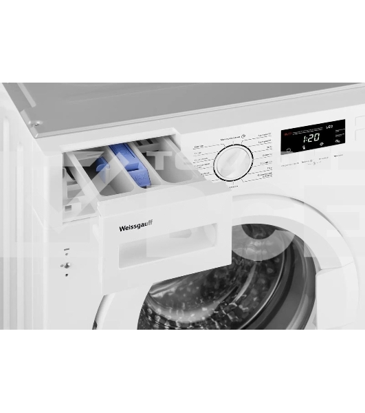 Встраиваемая стиральная машина Weissgauff WMI 6147 Inverter Steam класс:A+++, загрузка до 7кг, отжим:1400об/мин, белый