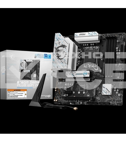Материнская плата MSI B760M GAMING PLUS WIFI DDR4, LGA1700, Intel B760, 4xDDR4, 4xSATA, 2xM.2, 1xPCIe 4.0 x16, 1xPCIe 4.0 x4, 2xPCIe 3.0 x1, 2xDP, 2xHDMI, 1x2.5Gb LAN, Wi-Fi 6E, Bluetooth 5.3, 4xUSB-A 5Gbps, 6xUSB-A 2.0, 3x3.5 мм, 7.1, mATX