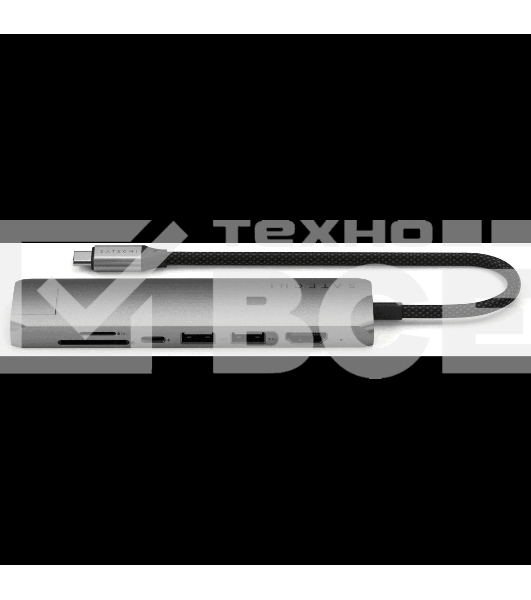 Док-станция (USB-хаб) Satechi ST-P7SM 7-in-1 USB-C Slim Multiport Adapter with Ethernet (Type-C,HDMI, 2xType-A, SD,microSD, RJ-45), до 80 Вт серый