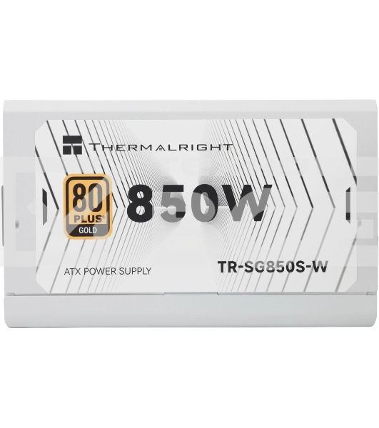 Блок питания Thermalright, 850W 80+ Gold (ATX, 3.1, PCIe 5.1, Non-modular, 1x24(20+4)pin, 1xCPU 8(4+4)pin, 2xPCIe*2 8(6+2)pin, 5xSATA3, 1x12+4pin (12VHPWR PCIe 5.1 12+4pin 600mm), 3xMOLEX4pin, Active, 120x120мм, 150x140x86mm, APFC, white)