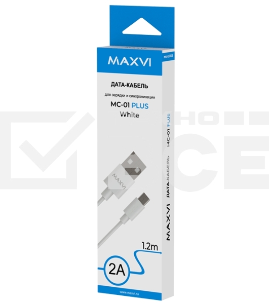 Кабель Maxvi MC-01 plus white USB-A - microUSB, 2A ток макс. нагрузки 2А, макс. напряжение 5V; стандарт USB 2.0; длина 1.2м, материал PVC, белый