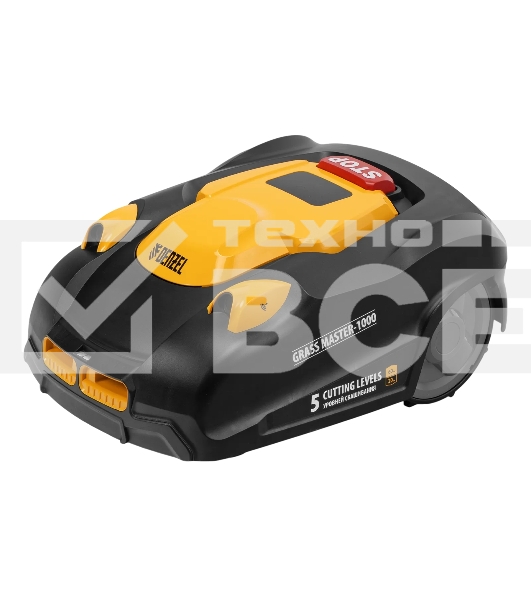 Робот-газонокосилка Denzel Grass Master 1000, ультразвуковой датчик, 3 Ач, LCD дисплей, Wi-Fi