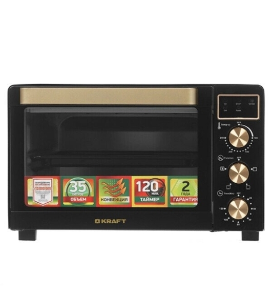 Мини-печь Kraft KF-MO 3506 KGLB (черный/золото) с дисплеем