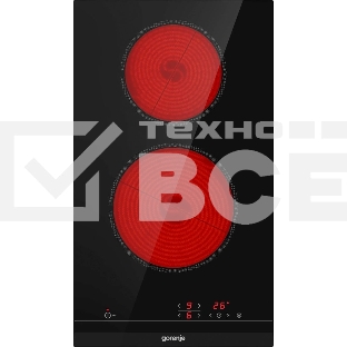 Варочная панель Gorenje ECT321BCSC, конфорок: 2 шт., стеклокерамика, независимая, черный