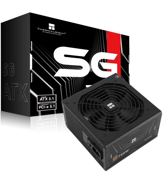 Блок питания Thermalright TR-SG750 750W 80+ Gold (ATX, 3.1, PCIe 5.1, Full modular, 1x24(20+4)pin 600мм, 2xCPU 8(4+4)pin 650мм, 2xPCIe*2 8(6+2)pin 650+150мм, 1x12VHPWR PCIe 5.1 12+4pin 600мм, 2xSATA*4 450+150+150+150мм, 1xMOLEX4pin*3 500+150+150мм, Active, 120x120мм, 150x140x86mm, APFC, )