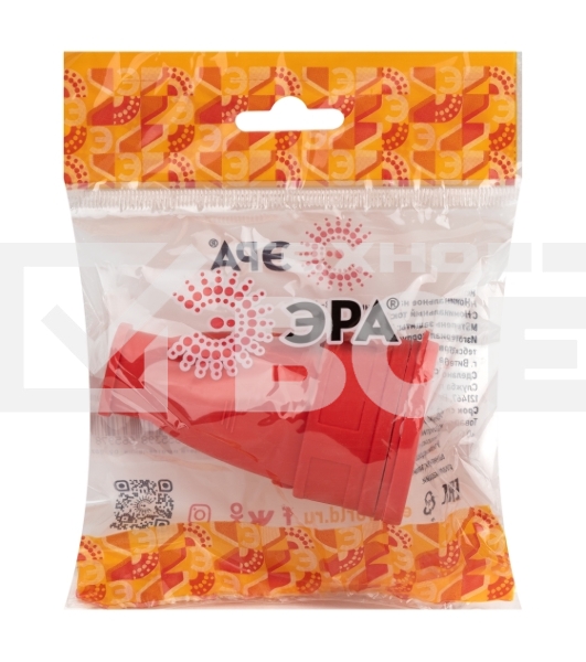 Розетка ЭРА RX10-R-IP44 каучуковая c заземлением 16А IP44 прямая красная