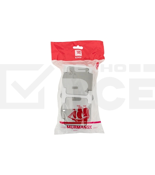 Розетка EKF Мурманск EFR16-129-30-54 2-местная 16А с заземлением с крышкой IP54 серый с защитными шторками