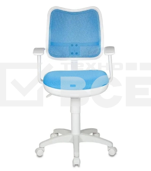 Кресло компьютерное Бюрократ CH-W797/LB/TW-55 TW-55 голубой, спинка сетка, сиденье голубой, пластик белый