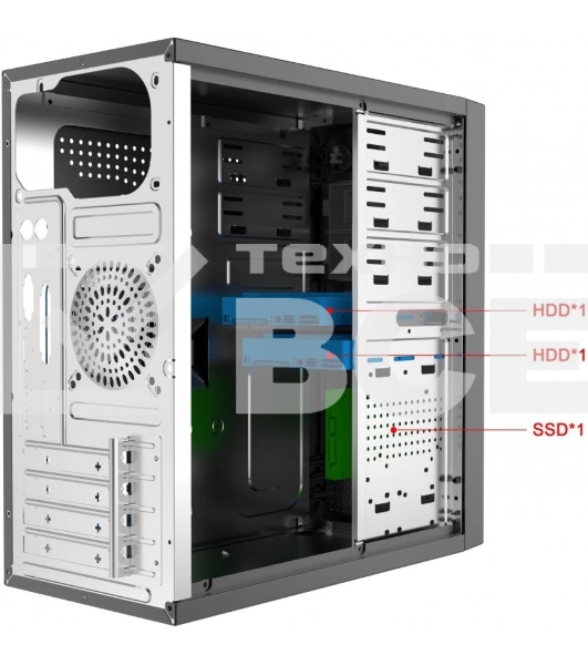 Компьютерный корпус с блоком питания 450Вт. Case Forza mATX case, black, w/PSU 450W 12cm, w/2xUSB 2.0, w/2xUSB 3.0, w/1xType-C (USB 2.0), w/pwr cord, w/o FAN