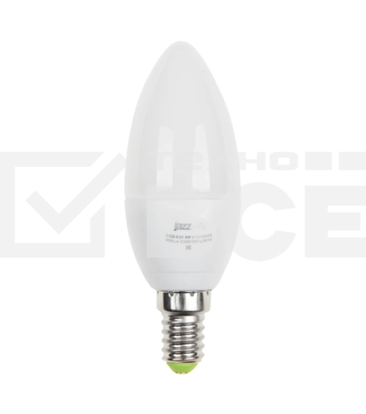 Лампа светодиодная JazzWay PLED-ECO-C37 5Вт свеча 4000К белый E14 400лм 220-240В