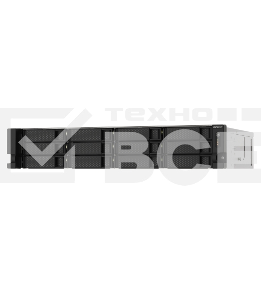 Сетевое хранилище без дисков SMB QNAP TS-1273AU-RP-8G NAS 12 HDD trays, 2x 2.5 GbE, rackmount, 2 PSU. 4-core AMD V1500B  2,2 GHz , RAM 8 GB (8 GB UDIMM DDR4 (1 x 8 GB) up to 32 GB (2 x 16 GB)). W/o rail kit RAIL-B02