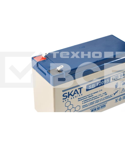 АКБ свинцово-кислотная SKAT SB 1209S тип AGM 12V 9Ач I зар. 2,6 А (ножевые клеммы) (8970)