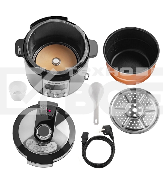 Скороварка-мультиварка электрическая Endever Vita-150 стальной, 1200 Вт, 6 л, 14 авторежимов работы, книга рецептов