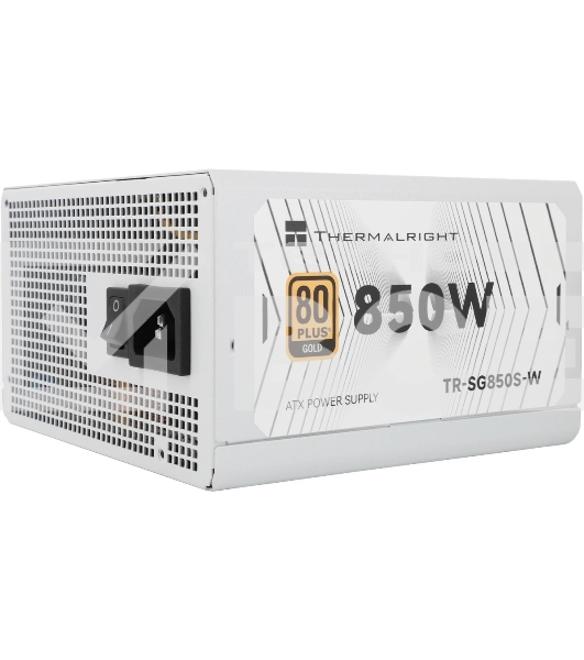 Блок питания Thermalright, 850W 80+ Gold (ATX, 3.1, PCIe 5.1, Non-modular, 1x24(20+4)pin, 1xCPU 8(4+4)pin, 2xPCIe*2 8(6+2)pin, 5xSATA3, 1x12+4pin (12VHPWR PCIe 5.1 12+4pin 600mm), 3xMOLEX4pin, Active, 120x120мм, 150x140x86mm, APFC, white)