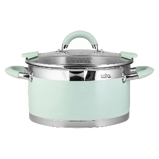 Кастрюля LARA LR02-540 MINT 16x9 см, 1,7 л, носик, индукционное дно, крышка с бортом, полипропилен, силикон, нержавеющая сталь