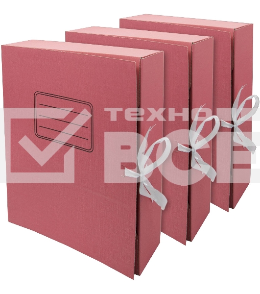 Папка архивная 2 завязки Silwerhof микрогофрокартон корешок 75мм A4 красный (упак.:3шт)