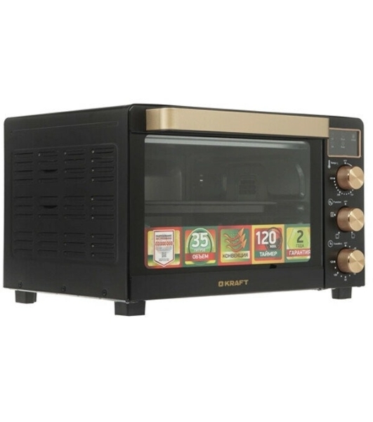 Мини-печь Kraft KF-MO 3506 KGLB (черный/золото) с дисплеем