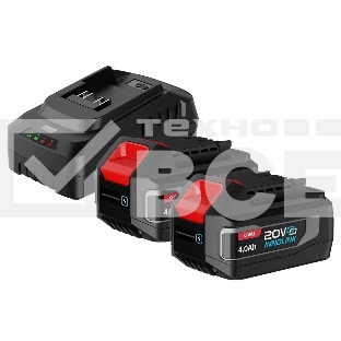 Набор аккумулятор и зарядное устройство Deli DE-CM20A4E (2АКБ 20V 4А*ч + ЗУ 2A, 20V)