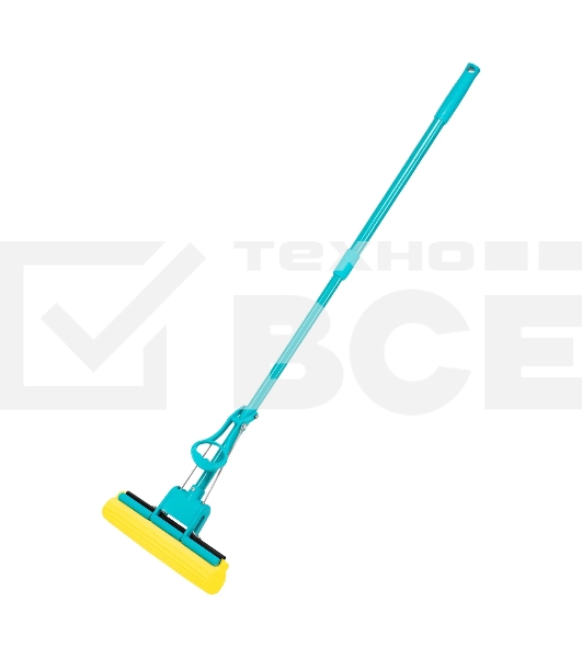 Швабра отжимная Home Palisad 110 см, губка PVA 26х5,5х6 см, телескопическая рукоятка, бирюзовая