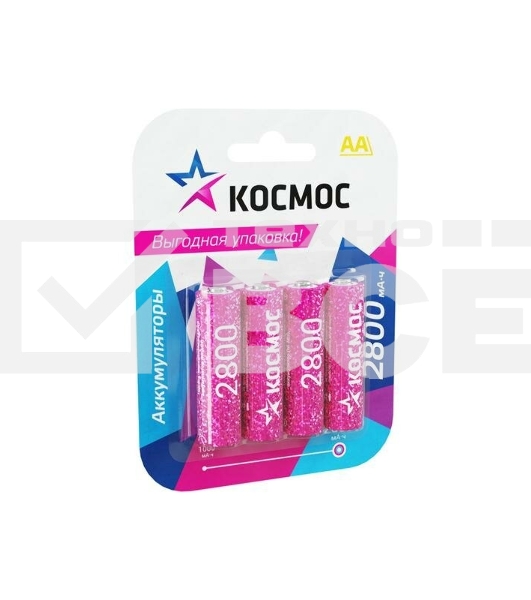 Аккумулятор AA/R6 NI-MN 2800мА.ч BP-4 (блист.4шт) КОСМОС KOCR6NIMH2800MAH4BL (цена за 1шт)