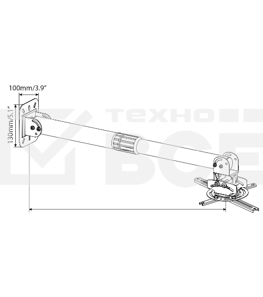 Кронштейн для проектора Cactus CS-VM-PR16L-BK черный макс.13.6кг настенный и потолочный поворот и наклон