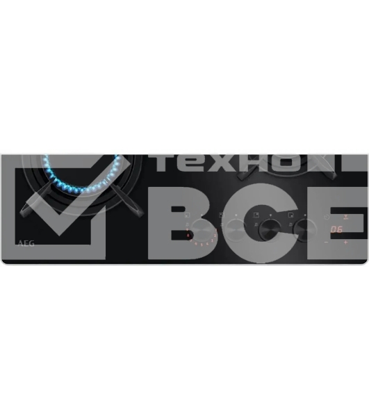 Встраиваемая газовые панели AEG HKB64453NB - газ на стекле, 2 чугунных держателя, газконтроль