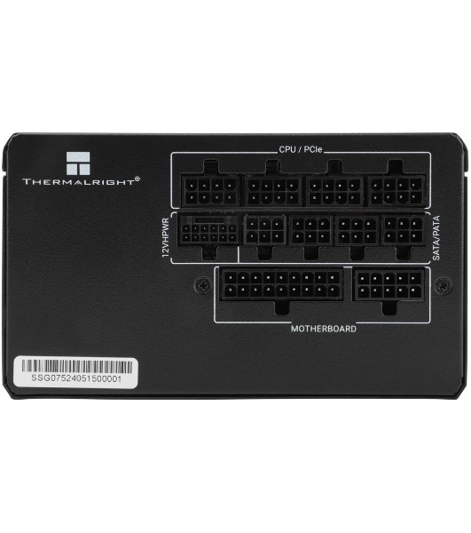 Блок питания Thermalright TR-SG750 750W 80+ Gold (ATX, 3.1, PCIe 5.1, Full modular, 1x24(20+4)pin 600мм, 2xCPU 8(4+4)pin 650мм, 2xPCIe*2 8(6+2)pin 650+150мм, 1x12VHPWR PCIe 5.1 12+4pin 600мм, 2xSATA*4 450+150+150+150мм, 1xMOLEX4pin*3 500+150+150мм, Active, 120x120мм, 150x140x86mm, APFC, )