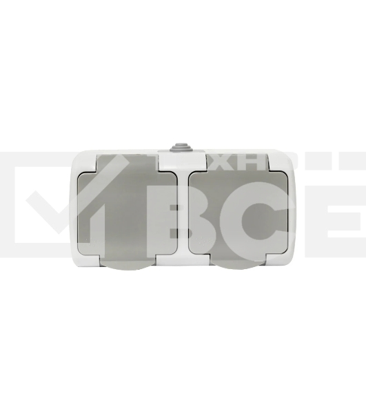 Розетка EKF Мурманск EFR16-129-30-54 2-местная 16А с заземлением с крышкой IP54 серый с защитными шторками