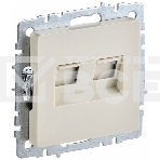 Розетка компьютерная двойная IEK BRITE РК10-2-БрКр (BR-K20-1-K10) СП RJ45 кат.5E бежевый, фото 1