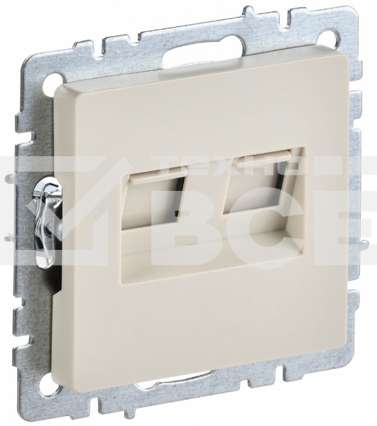 Розетка компьютерная двойная IEK BRITE РК10-2-БрКр (BR-K20-1-K10) СП RJ45 кат.5E бежевый
