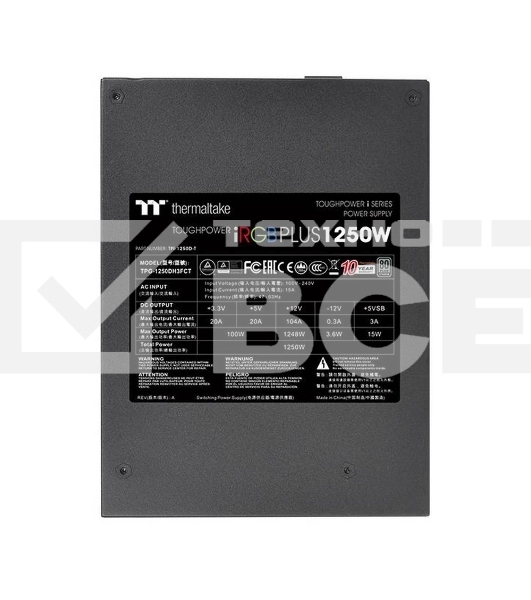 Блок питания Thermaltake PS-TPI-1250F3FDTE-1, 1250Вт, 80 PLUS Titanium, 140мм, модульный, черный