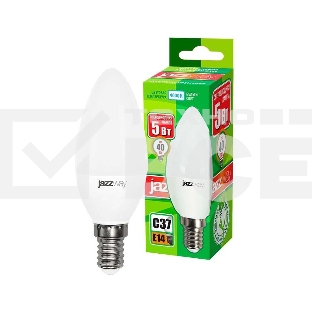 Лампа светодиодная JazzWay PLED-ECO-C37 5Вт свеча 4000К белый E14 400лм 220-240В