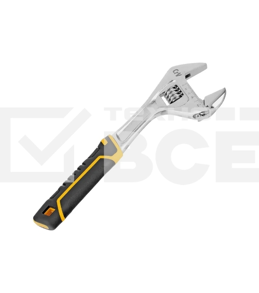 Ключ разводной Denzel 15743, 250 мм (раскрытие до 38 мм), CrV, с быстрым сбросом, кованый, TPR рукоятка