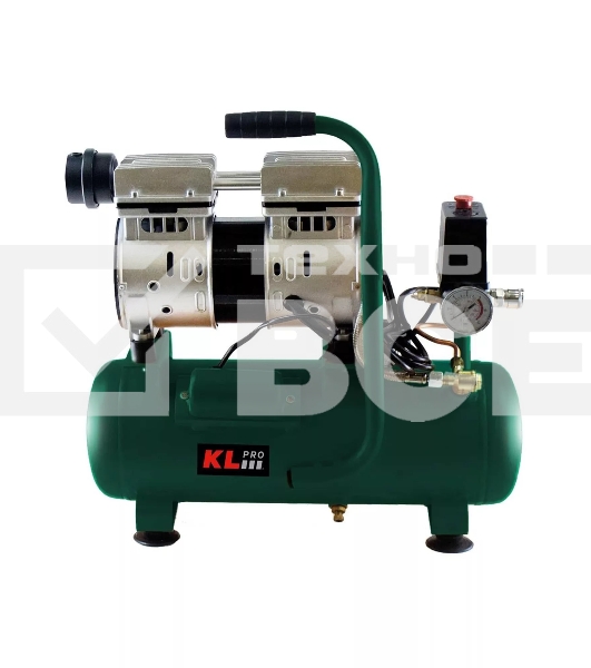 Профессиональный бесшумный воздушный компрессор KLPRO KLK8S (сеть, 0,7Квт, 8 бар, 131л/мин, емкость 8л)