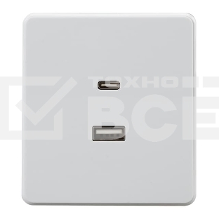 Розетка Kranz ROUND USB-A+Type-C 3А с функцией быстрой зарядки перламутр