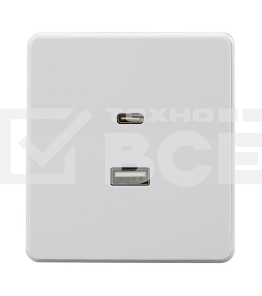 Розетка Kranz ROUND USB-A+Type-C 3А с функцией быстрой зарядки перламутр