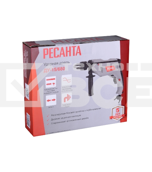 Дрель ударная Ресанта ДУ-15/680 680Вт патрон:кулачковый реверс