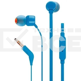 Наушники JBL Tune 110, 3.5 мм, внутриканальные, синий