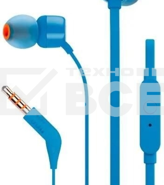 Наушники JBL Tune 110, 3.5 мм, внутриканальные, синий