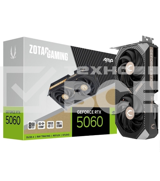 Видеокарта Zotac RTX 5060 AMP 8Gb GDDR7 128bit 3xDP HDMI 2FAN MEDIUM PACK