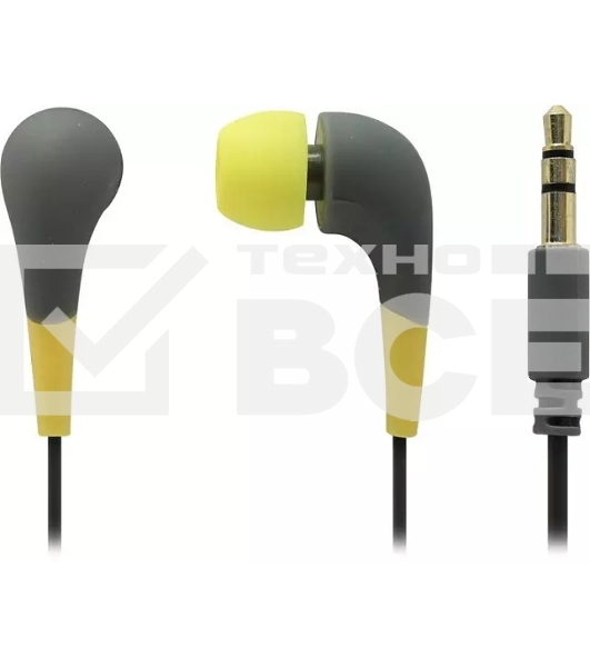 Внутриканальные наушники Smartbuy Curve, soft-touch, сменные насадки, желт/серые (SBE-930)