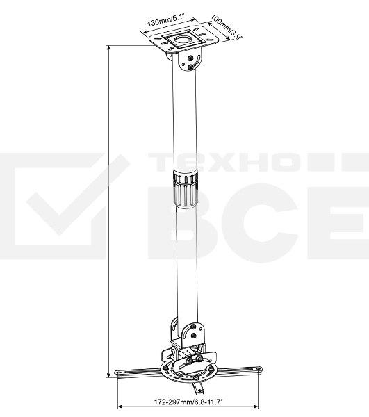 Кронштейн для проектора Cactus CS-VM-PR16L-BK черный макс.13.6кг настенный и потолочный поворот и наклон