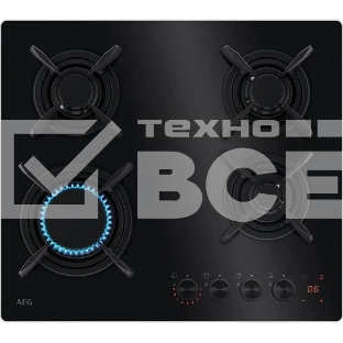 Встраиваемая газовые панели AEG HKB64453NB - газ на стекле, 2 чугунных держателя, газконтроль