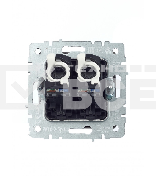 Розетка компьютерная двойная IEK BRITE РК10-2-БрШ (BR-K20-1-K37) СП RJ45 кат.5E шампань