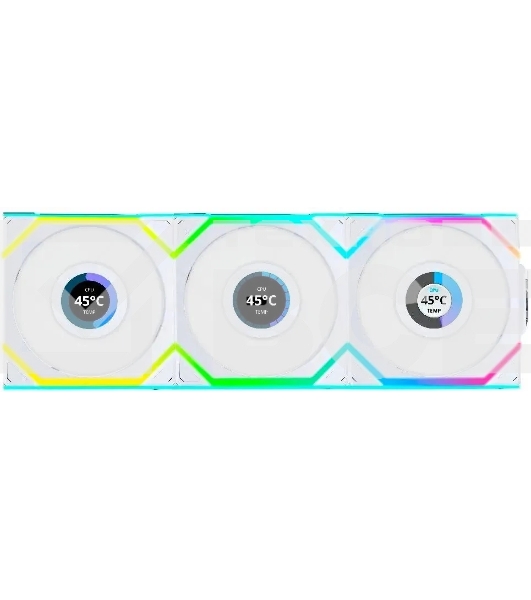 Комплект вентиляторов для корпуса Lian Li Uni Fan SL Wireless 120 LCD ARGB (3 шт.) G99.12SLLCD1W3W.R0 белый, 120 мм, 1900 об/мин, 29.5 дБ, 4 pin