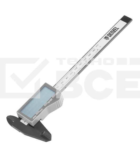 Штангенциркуль пластиковый Denzel 150 мм, электронный, большой дисплей, с глубиномером