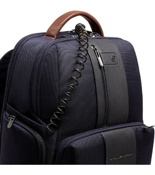 Рюкзак мужской Piquadro Brief2 CA4439BR2BM/BLUCU темно-синий/коричневый нейлон/натур.кожа