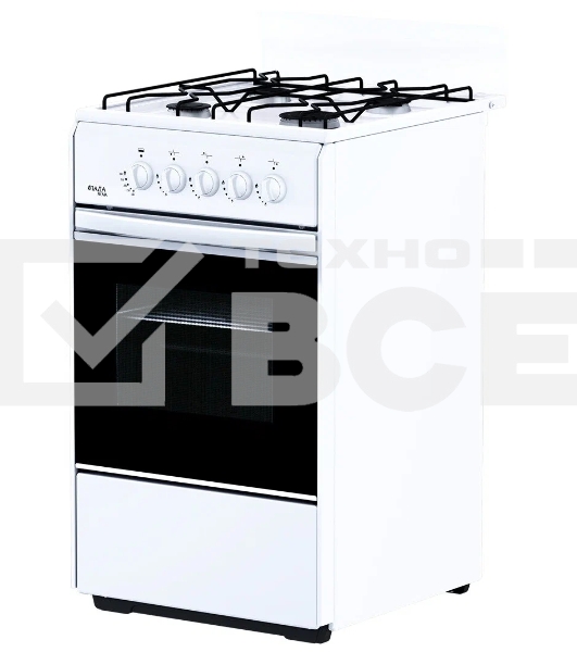Плита газовая Лада Nova RG 24039 W белый, конфорок 4 газовых, духовка 50 л, 50 см x 85 см x 60 см