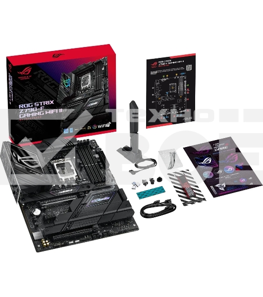 Материнская плата ASUS ROG STRIX Z790-F GAMING WIFI II, LGA 1700, Intel Z790, 4xDDR5, 4xSATA, 5xM.2, 1xPCIe 5.0 x16, 1xPCIe 4.0 x4, 1xHDMI, 1xDP, 1x 2.5Gb LAN, 2xUSB-A 3.2 Gen 2, 4xUSB-A 3.2 Gen 1, 6xUSB-A 2.0, 2x3.5 мм, 5.1, Standard-ATX