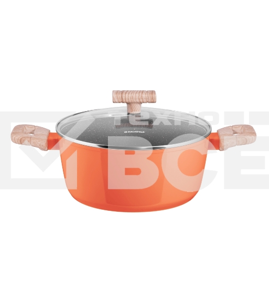 Кастрюля Maunfeld MARTA MCS41FA06CL из кованого алюминия со стеклянной крышкой, 24 см, 4,1 л.